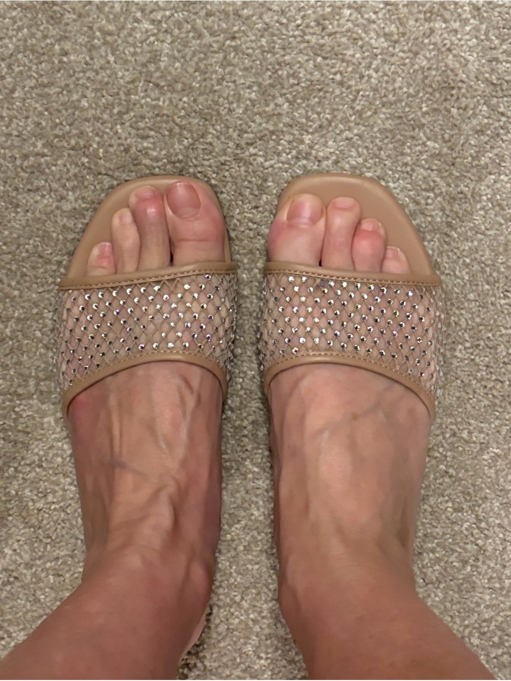 J Crew Embellished Taupe Slide Sandals